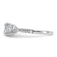 14k White Gold 5/8 carat Lab Grown Diamond VS+ F+ Round Semi Mount Three Stone Engagement Ring