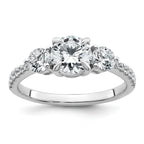 14k White Gold 5/8 carat Lab Grown Diamond VS+ F+ Round Semi Mount Three Stone Engagement Ring