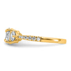 14k 5/8 carat Lab Grown Diamond VS+ F+ Round Semi Mount Three Stone Engagement Ring
