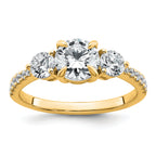 14k 5/8 carat Lab Grown Diamond VS+ F+ Round Semi Mount Three Stone Engagement Ring