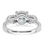 14k White Gold 1 carat Lab Grown Diamond VS+ F+ Round Semi Mount Three Stone Engagement Ring