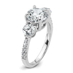 14k White Gold 1 carat Lab Grown Diamond VS+ F+ Round Semi Mount Three Stone Engagement Ring
