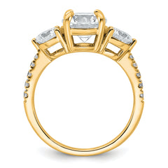 14k 1 carat Lab Grown Diamond VS+ F+ Round Semi Mount Three Stone Engagement Ring