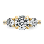 14k 1 carat Lab Grown Diamond VS+ F+ Round Semi Mount Three Stone Engagement Ring