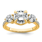 14k 1 carat Lab Grown Diamond VS+ F+ Round Semi Mount Three Stone Engagement Ring