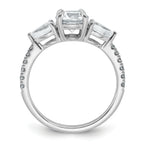 14k White Gold 5/8 carat Lab Grown Diamond VS+F+ Round 1 carat Center Semi Mount Three Stone Engagement Ring