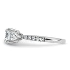 14k White Gold 5/8 carat Lab Grown Diamond VS+F+ Round 1 carat Center Semi Mount Three Stone Engagement Ring