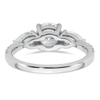 14k White Gold 5/8 carat Lab Grown Diamond VS+F+ Round 1 carat Center Semi Mount Three Stone Engagement Ring