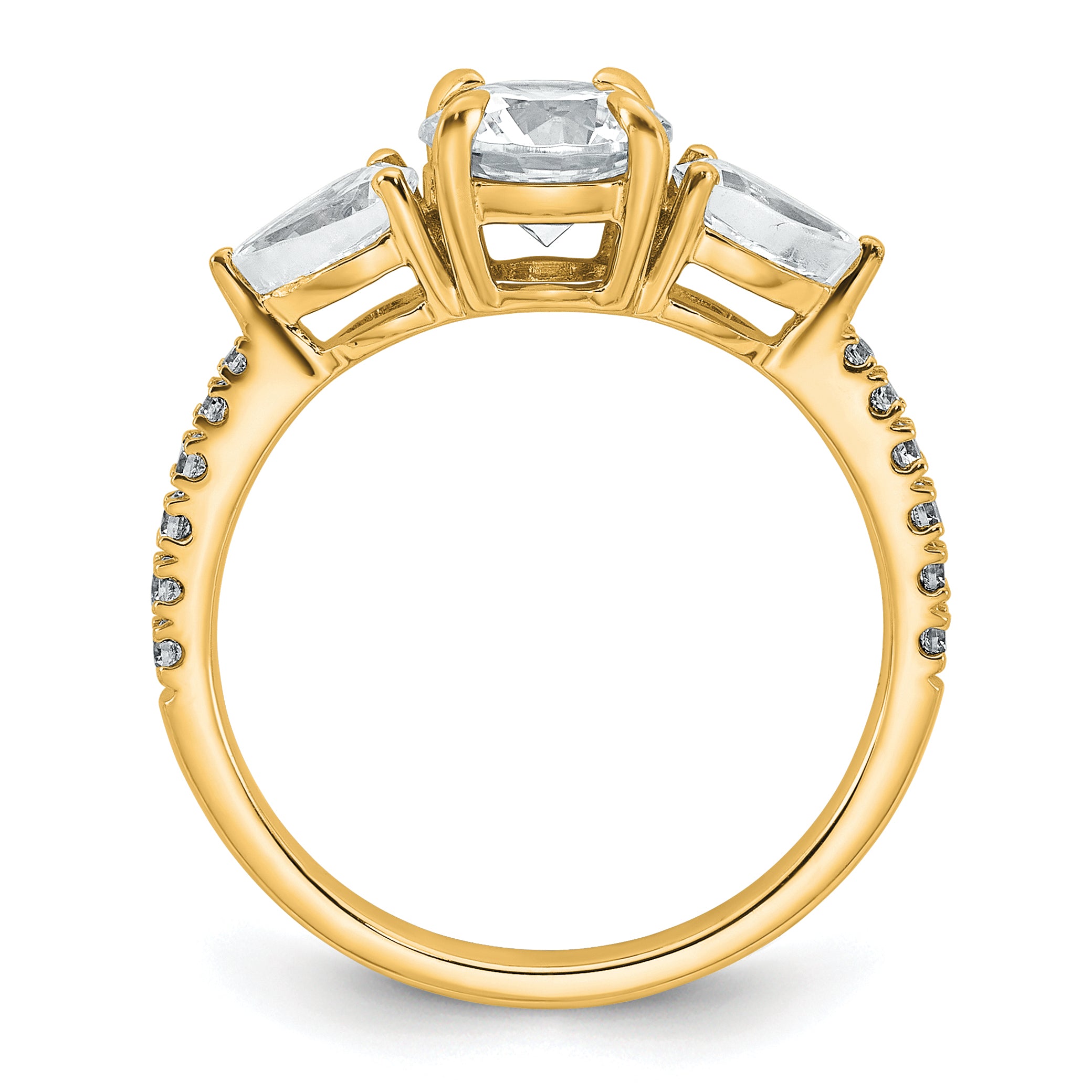 14k 5/8 carat Lab Grown Diamond VS+F+ Round 1 carat Center Semi Mount Three Stone Engagement Ring Secondary image