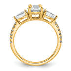 14k 5/8 carat Lab Grown Diamond VS+F+ Round 1 carat Center Semi Mount Three Stone Engagement Ring