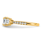 14k 5/8 carat Lab Grown Diamond VS+F+ Round 1 carat Center Semi Mount Three Stone Engagement Ring