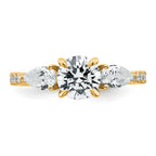 14k 5/8 carat Lab Grown Diamond VS+F+ Round 1 carat Center Semi Mount Three Stone Engagement Ring