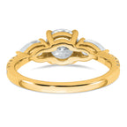 14k 5/8 carat Lab Grown Diamond VS+F+ Round 1 carat Center Semi Mount Three Stone Engagement Ring