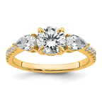 14k 5/8 carat Lab Grown Diamond VS+F+ Round 1 carat Center Semi Mount Three Stone Engagement Ring