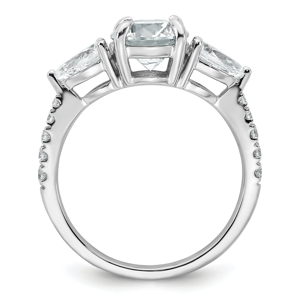 14k White Gold 3/4 carat Lab Grown Diamond VS+F+ Round 1 carat Center Semi Mount Three Stone Engagement Ring