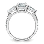 14k White Gold 3/4 carat Lab Grown Diamond VS+F+ Round 1 carat Center Semi Mount Three Stone Engagement Ring