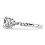 14k White Gold 3/4 carat Lab Grown Diamond VS+F+ Round 1 carat Center Semi Mount Three Stone Engagement Ring