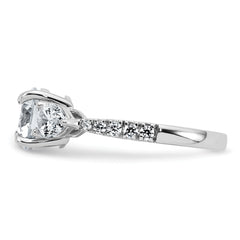 14k White Gold 3/4 carat Lab Grown Diamond VS+F+ Round 1 carat Center Semi Mount Three Stone Engagement Ring