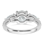14k White Gold 3/4 carat Lab Grown Diamond VS+F+ Round 1 carat Center Semi Mount Three Stone Engagement Ring