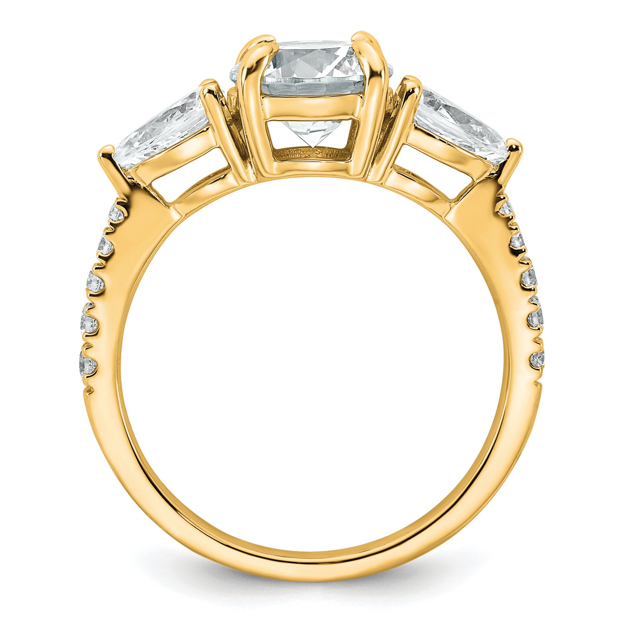 14k 3/4 carat Lab Grown Diamond VS+F+ Round 1 carat Center Semi Mount Three Stone Engagement Ring Secondary image