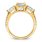 14k 3/4 carat Lab Grown Diamond VS+F+ Round 1 carat Center Semi Mount Three Stone Engagement Ring