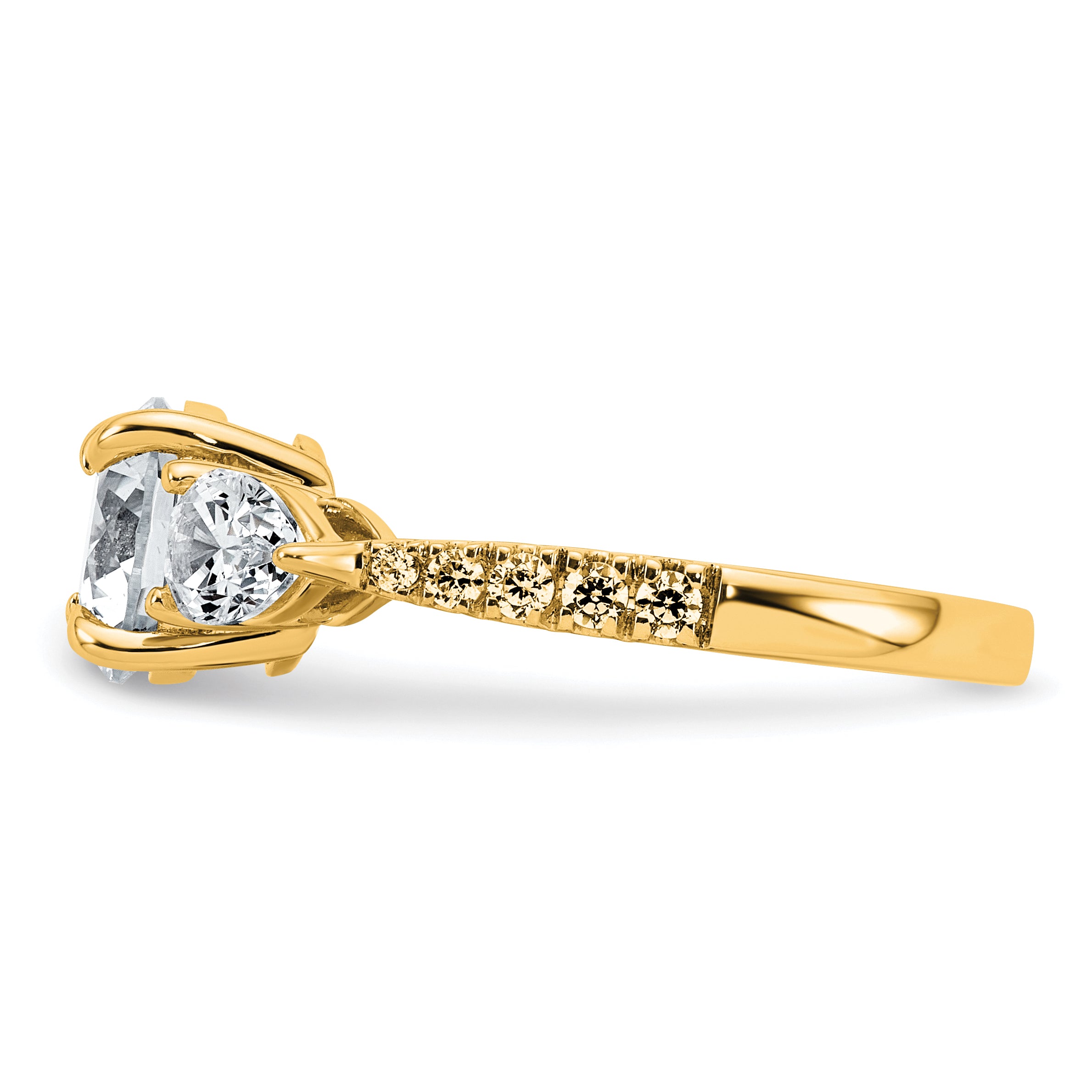 14k 3/4 carat Lab Grown Diamond VS+F+ Round 1 carat Center Semi Mount Three Stone Engagement Ring
