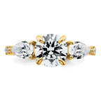 14k 3/4 carat Lab Grown Diamond VS+F+ Round 1 carat Center Semi Mount Three Stone Engagement Ring