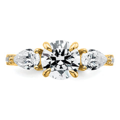 14k 3/4 carat Lab Grown Diamond VS+F+ Round 1 carat Center Semi Mount Three Stone Engagement Ring