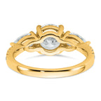 14k 3/4 carat Lab Grown Diamond VS+F+ Round 1 carat Center Semi Mount Three Stone Engagement Ring
