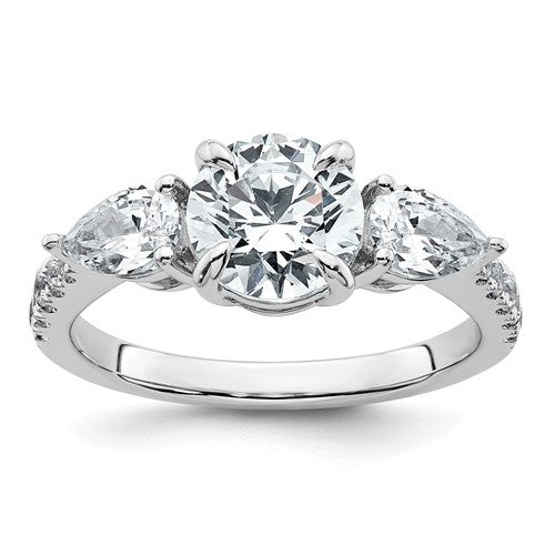 Three-Stone Lab-Grown Diamond Engagement Ring in 14K White Gold (2 1/3 ct. tw.), Size 7 - Sophia Jewelers