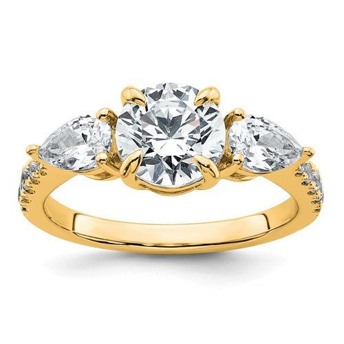Certified Three-Stone Lab-Grown Diamond Engagement Ring in 14K Yellow Gold (2 1/3 ct. tw.), Size 7 - Sophia Jewelers
