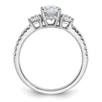 14k White Gold 1 5/8 carat Lab Grown Diamond VS+ F+ Oval with Round Complete Three Stone Engagement Ring