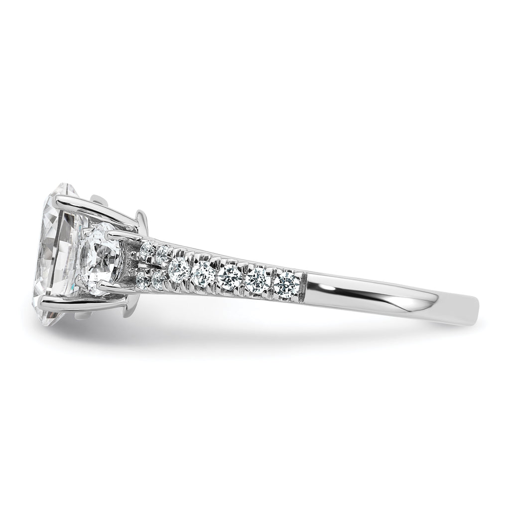 14k White Gold 1 5/8 carat Lab Grown Diamond VS+ F+ Oval with Round Complete Three Stone Engagement Ring