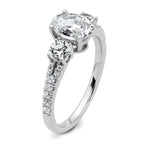 14k White Gold 1 5/8 carat Lab Grown Diamond VS+ F+ Oval with Round Complete Three Stone Engagement Ring
