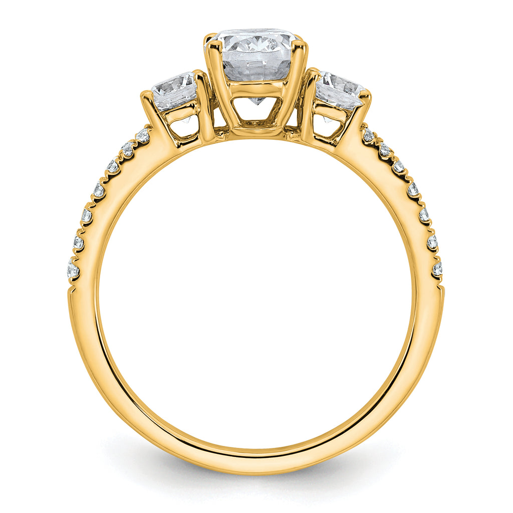 14k 1 5/8 carat Lab Grown Diamond VS+ F+ Oval with Round Complete Three Stone Engagement Ring