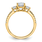 14k 1 5/8 carat Lab Grown Diamond VS+ F+ Oval with Round Complete Three Stone Engagement Ring