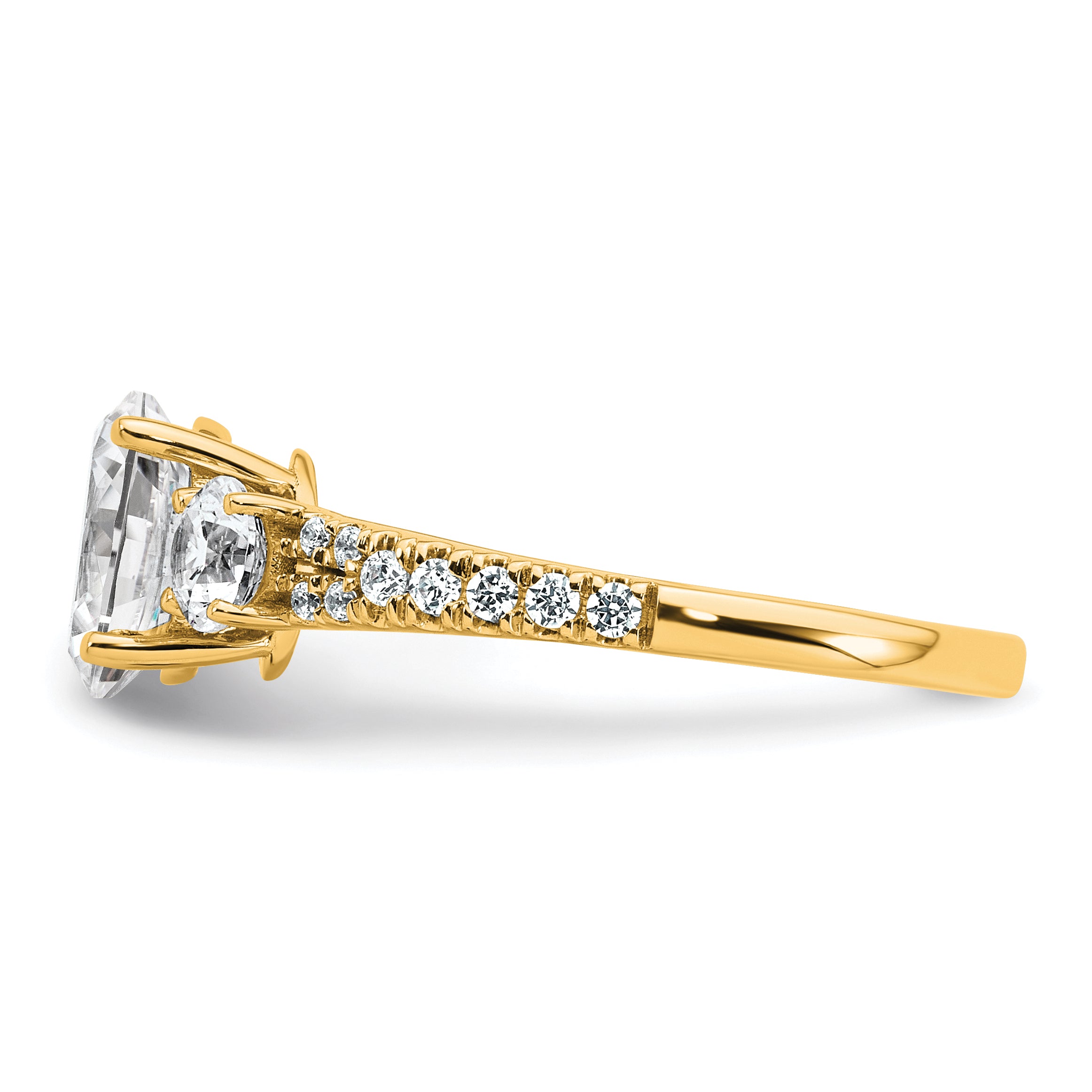 14k 1 5/8 carat Lab Grown Diamond VS+ F+ Oval with Round Complete Three Stone Engagement Ring