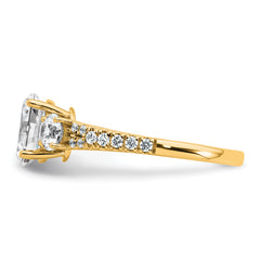 14k 1 5/8 carat Lab Grown Diamond VS+ F+ Oval with Round Complete Three Stone Engagement Ring