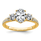 14k 1 5/8 carat Lab Grown Diamond VS+ F+ Oval with Round Complete Three Stone Engagement Ring