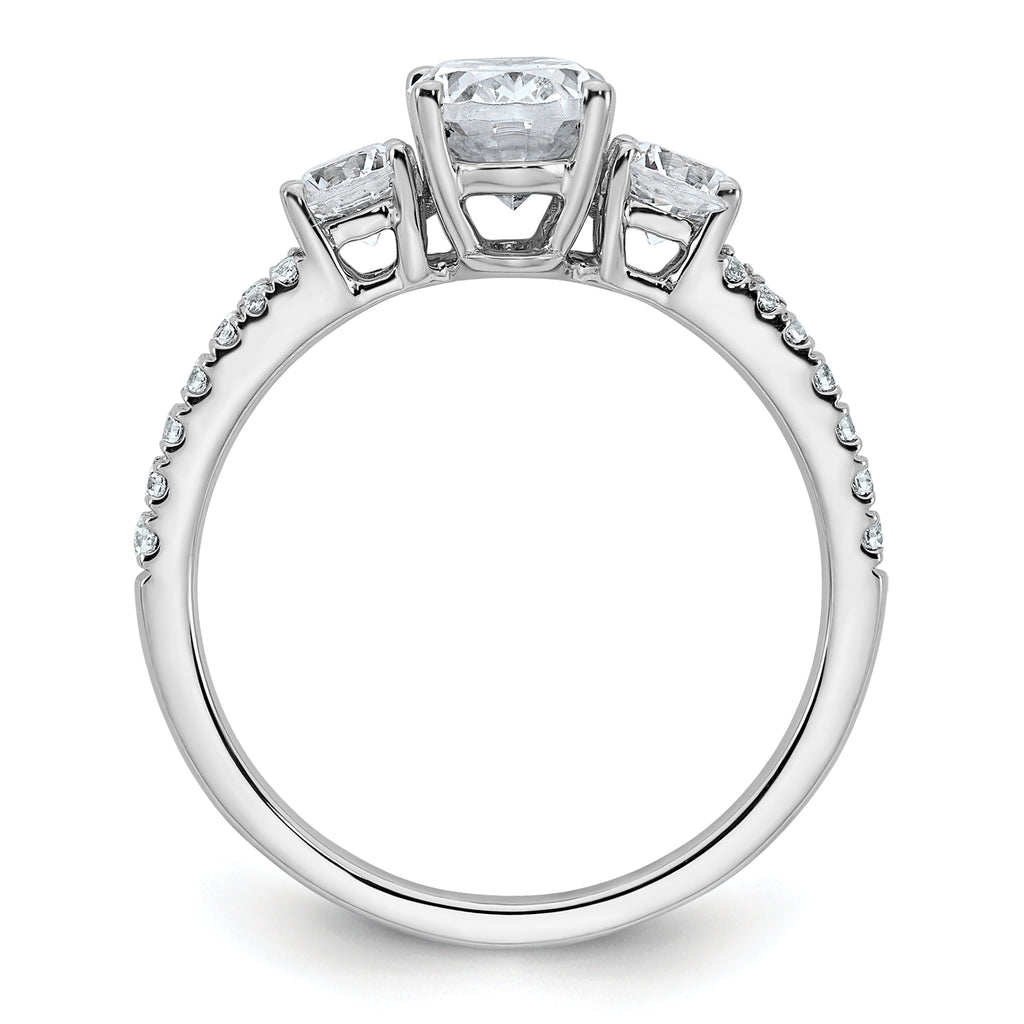 14k White Gold 1 5/8 carat Certified Lab Grown Diamond VS+ F+ Oval with Round Complete Three Stone Engagement Ring