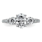 14k White Gold 1 5/8 carat Certified Lab Grown Diamond VS+ F+ Oval with Round Complete Three Stone Engagement Ring