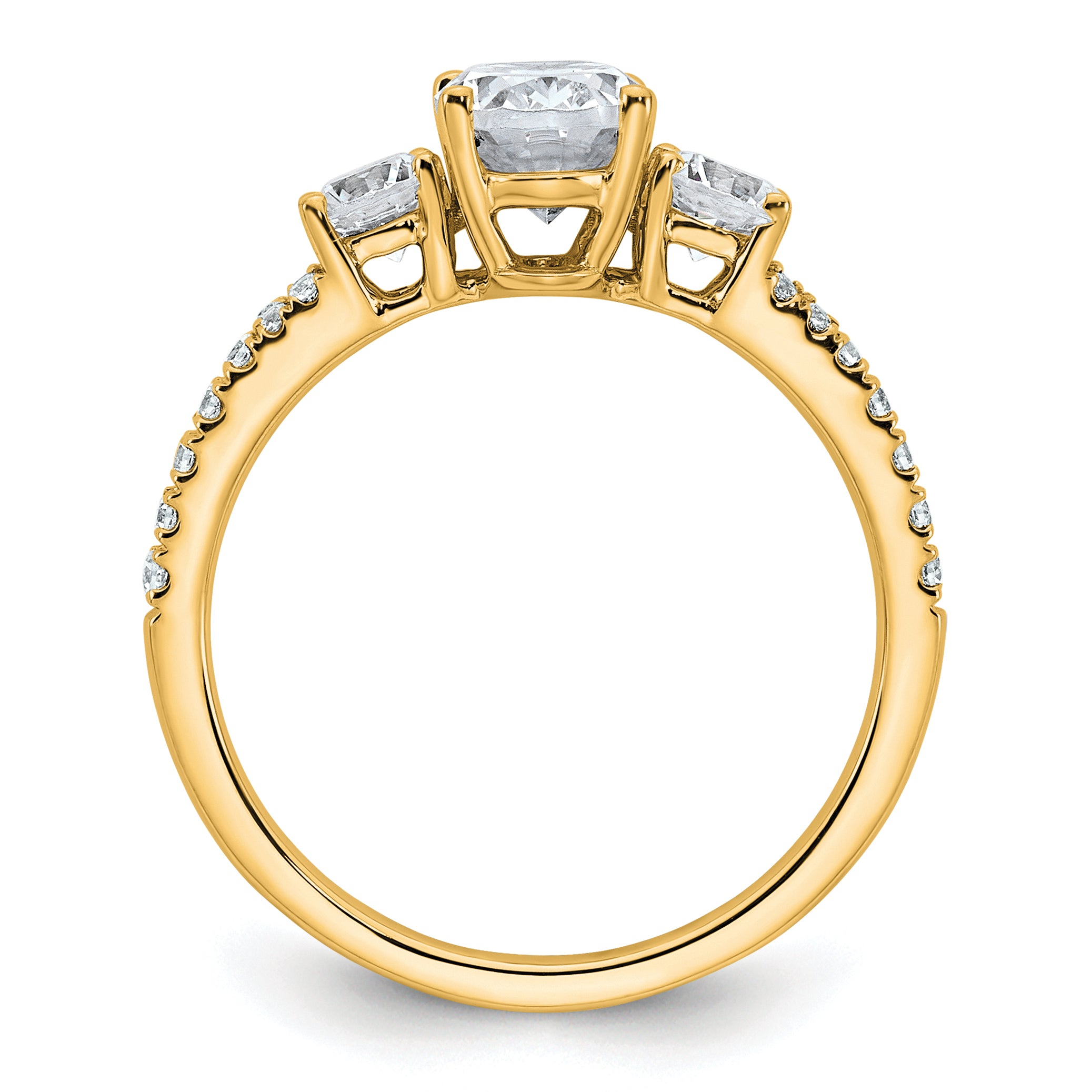 14k 1 5/8 carat Certified Lab Grown Diamond VS+ F+ Oval with Round Complete Three Stone Engagement Ring Secondary image