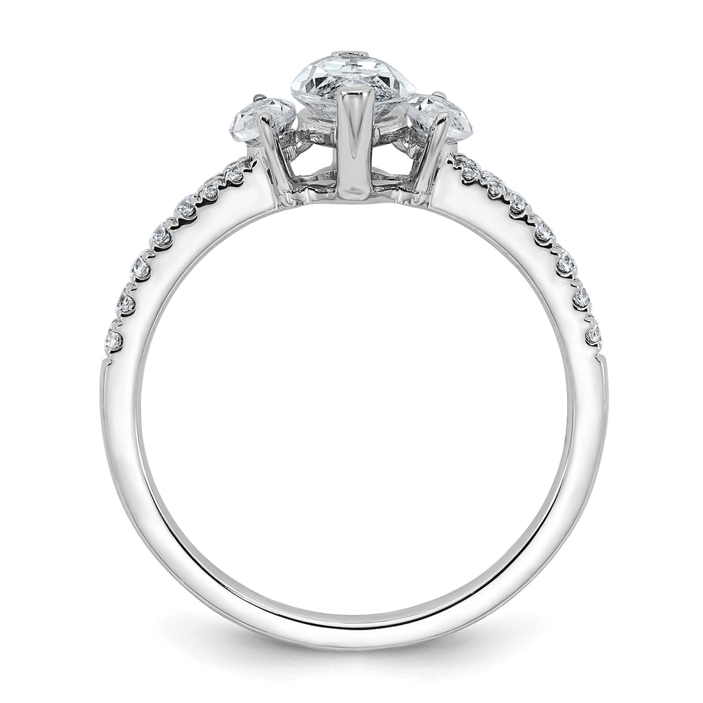 14k White Gold 1 1/2 carat Lab Grown Diamond VS+ F+ Marquise Complete Three Stone Engagement Ring