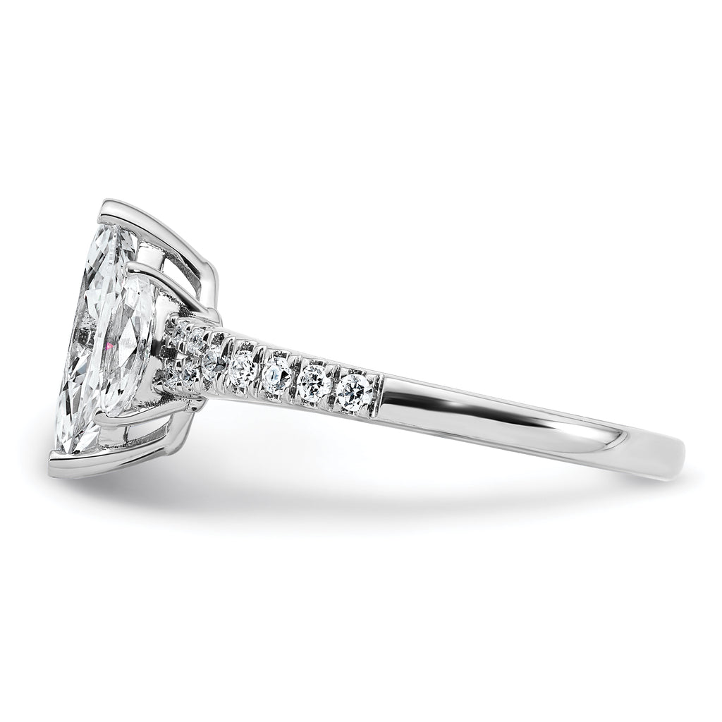 14k White Gold 1 1/2 carat Lab Grown Diamond VS+ F+ Marquise Complete Three Stone Engagement Ring