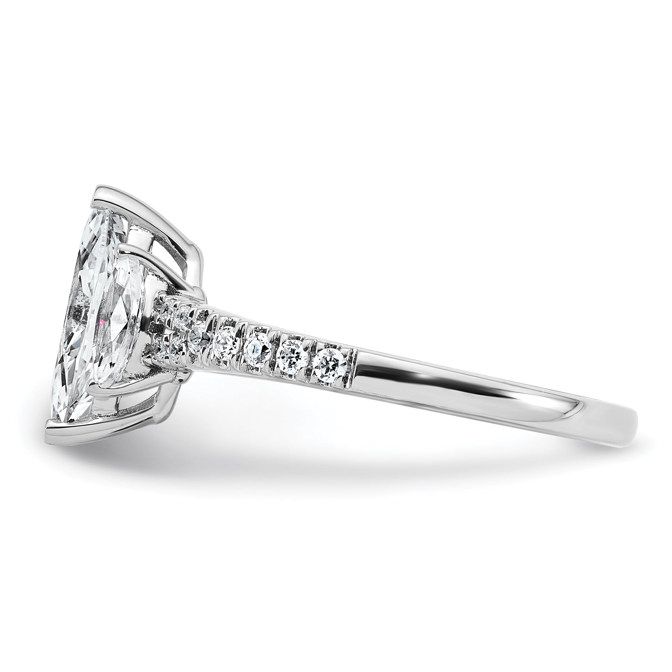 14k White Gold 1 1/2 carat Lab Grown Diamond VS+ F+ Marquise Complete Three Stone Engagement Ring