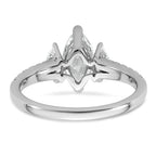 14k White Gold 1 1/2 carat Lab Grown Diamond VS+ F+ Marquise Complete Three Stone Engagement Ring