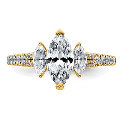 14k 1 1/2 carat Lab Grown Diamond VS+ F+ Marquise Complete Three Stone Engagement Ring