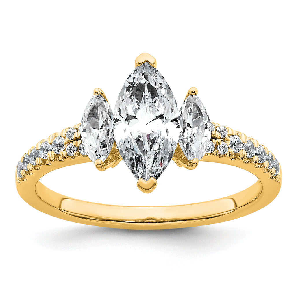 14k 1 1/2 carat Lab Grown Diamond VS+ F+ Marquise Complete Three Stone Engagement Ring