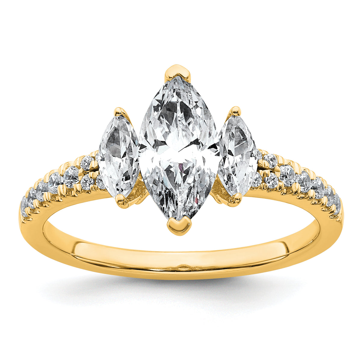 14k 1 1/2 carat Lab Grown Diamond VS+ F+ Marquise Complete Three Stone Engagement Ring
