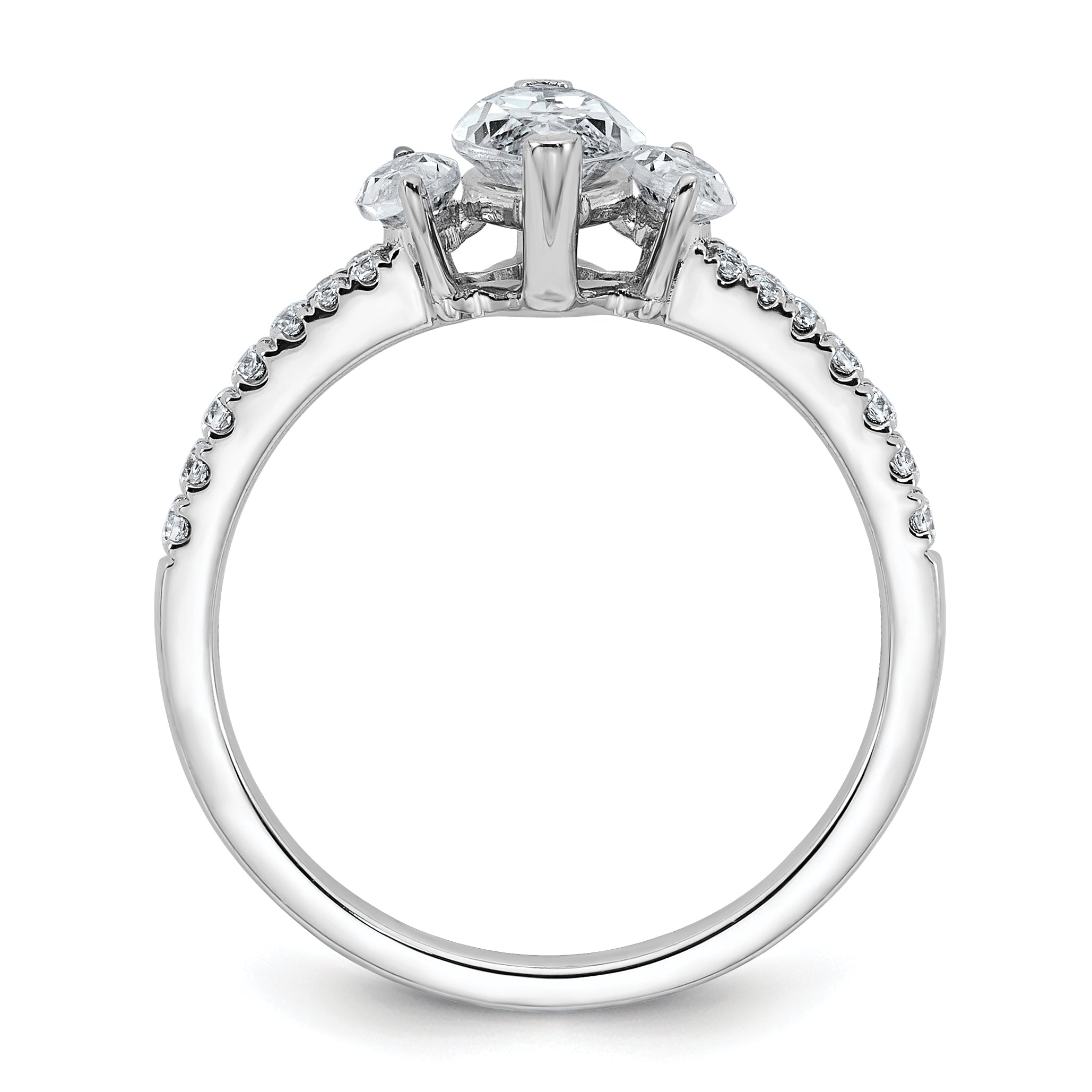 14k White Gold 1 1/2 carat Certified Lab Grown Diamond VS+ F+ Marquise Complete Three Stone Engagement Ring